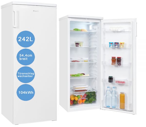 exquisit Vollraumkühlschrank 242 L Weiß Kühlschrank freistehend