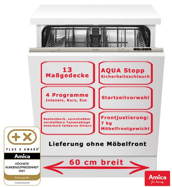 Amica Einbau Geschirrspüler 60cm vollintegriert AquaStopp Spülmaschine