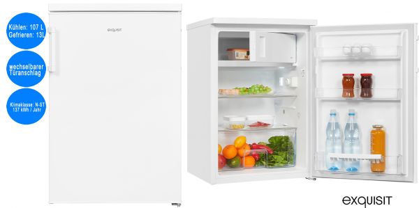exquisit Kühlschrank freistehend weiß 107 L Nutzinhalt mit Gefrierfach