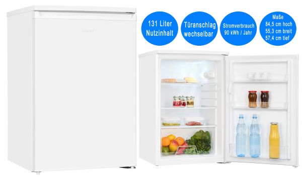 Exquisit Vollraum-Kühlschrank 131 L Nutzinhalt Weiß freistehend Kühlschrank