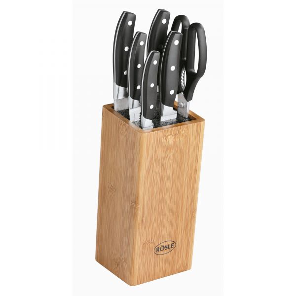 Rösle Messerblock CUISINE 7-tlg. mit 5 Messern aus Bambus