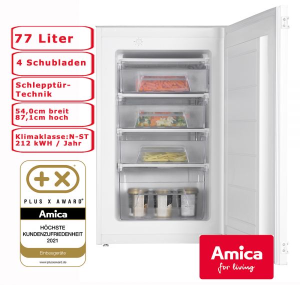 Amica Einbau Gefrierschrank 77l Schlepptür-Technik 4 Schubladen EGS 16163