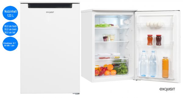Exquisit Vollraumkühlschrank Weiß 123L Nutzinhalt freistehend Kühlschrank